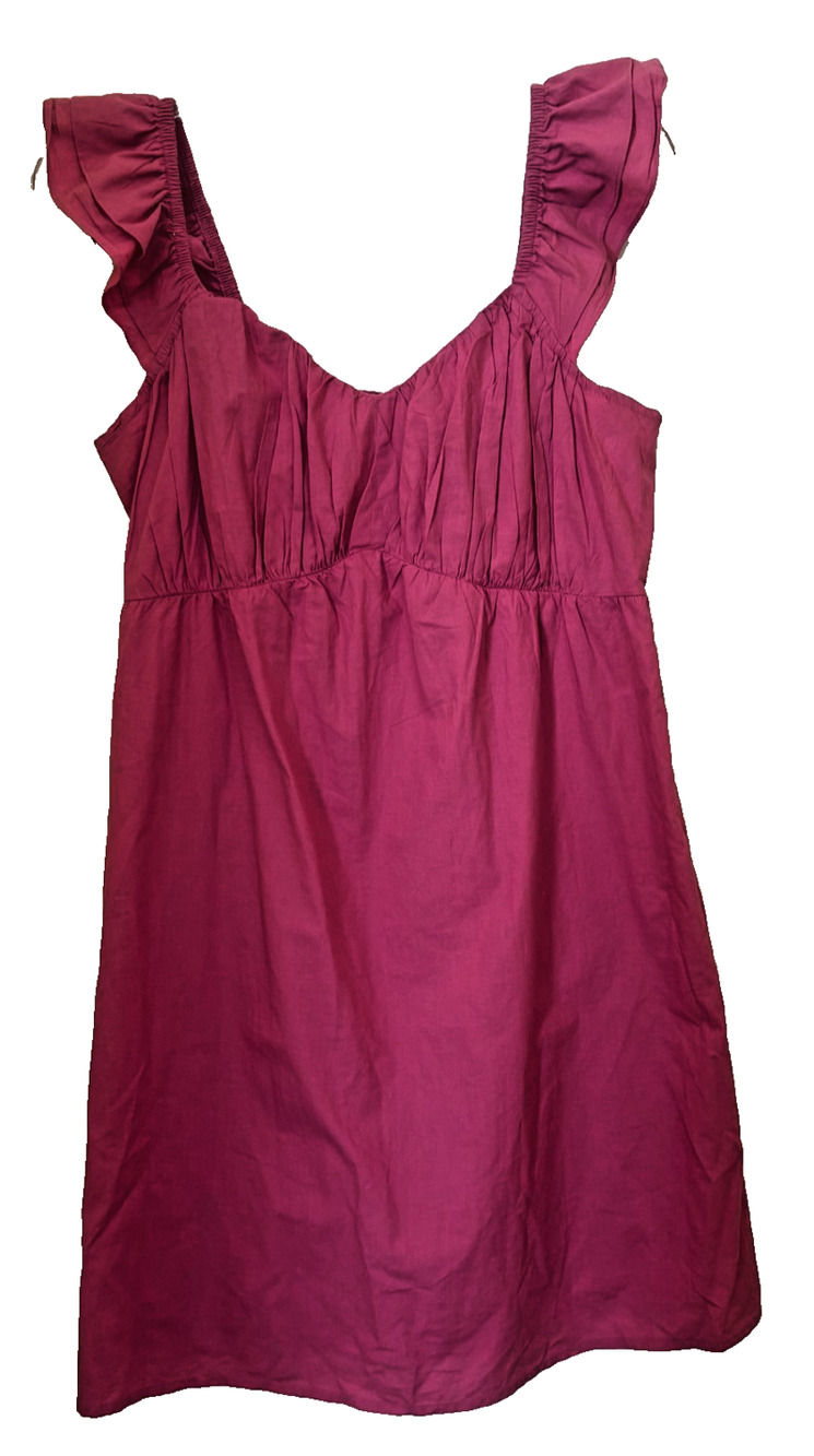 Sim & Sam Hot Pink Babydoll Cotton dress with ruffle shoulder size large